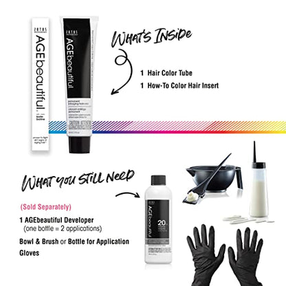 AGE beautiful Permanent Hair Color Dye Liqui Creme | 100% Gray Coverage | Anti-Aging Haircolor | Biotin for Thicker, Fuller Hair | Professional Salon Coloring