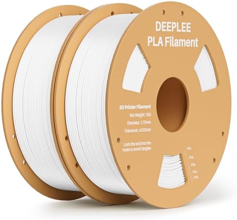 DEEPLEE PLA 1.75mm 3D Printer Filament, Dimensional Accuracy +/- 0.02mm, Neatly Wound, No Clogging, Vacuum Package, Fits for Most FDM 3D Printers, Cardboard Spool 2kg White