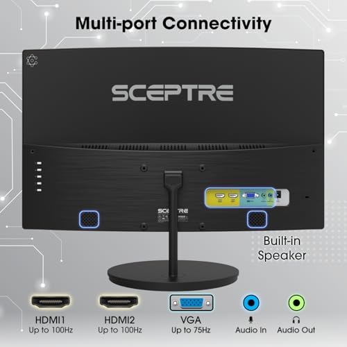 Sceptre Curved 27" FHD 1080p 75Hz LED Monitor HDMI VGA Build-In Speakers, EDGE-LESS Metal Black 2019 (C275W-1920RN)