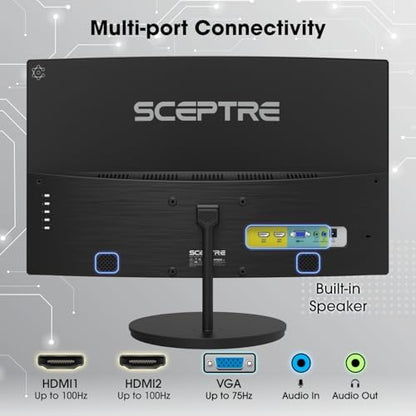 Sceptre Curved 27" FHD 1080p 75Hz LED Monitor HDMI VGA Build-In Speakers, EDGE-LESS Metal Black 2019 (C275W-1920RN)