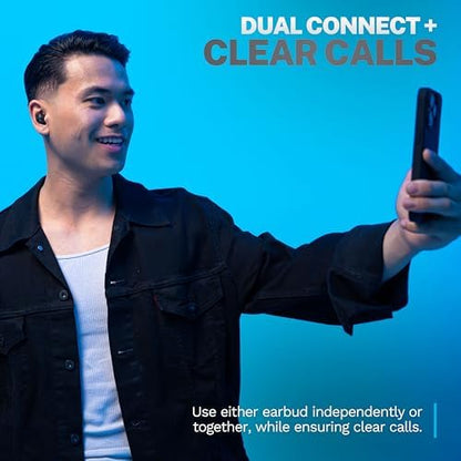 JLab Go Air Pop+ True Wireless Earbuds, in Ear Headphones, Bluetooth Earphones, 35H Playtime Ear Buds, Bluetooth Earbuds with Microphone, USB-C Charging Case, Dual Connect, EQ3 Sound, Black