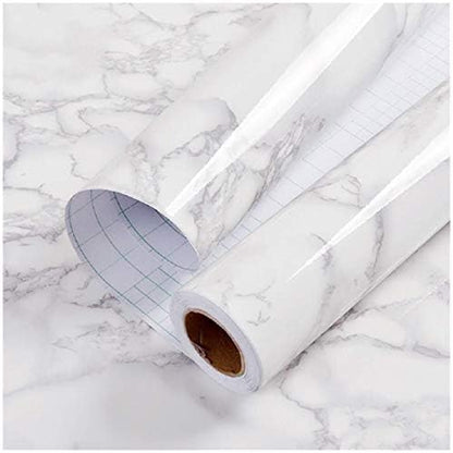 practicalWs Marble Paper Granite Gray/White Roll Kitchen Countertop Cabinet Furniture is Renovated Thick PVC Easy to Remove Without Leaving Glue Upgrade 17.71" x 196.8"