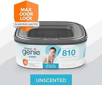 The Diaper Genie Jumbo Square Refill, with Continuous Film, can Hold up to 810 Newborn-Sized Diapers per Refill. (Pack of 2)