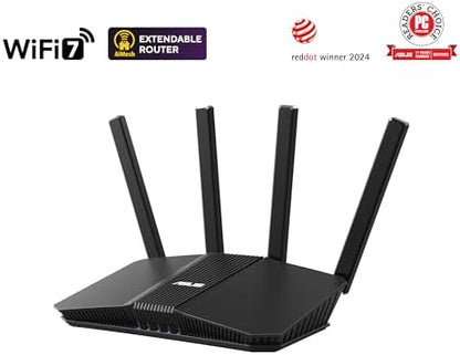 ASUS RT-BE58U WiFi 7 BE3600 AiMesh Extendable Router, 4K-QAM, MLO, AI Detection 2.5G Port, Four 1G Ports, Commercial-Grade Network Security, Parental Control, IoT Network, Kid’s Network, VPN Network
