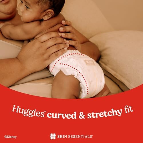 Huggies Size 4 Diapers, Skin Essentials Baby Diapers, Size 4 (22-37 lbs), 150 Count (6 Packs of 25), Packaging May Vary