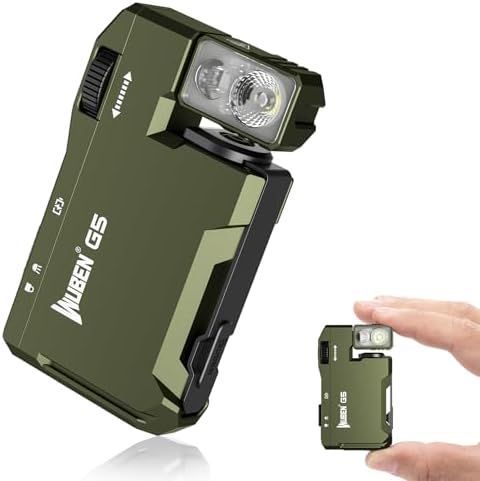 WUBEN G5 Rechargeable EDC Flashlight, Powerful RGB Flashights, 400 Lumens Portable Flat Mini Flashlights, IP68 Waterproof Multi-Mode Magnetic Small Keychain Flashlight for Camping, Emergency (Green)