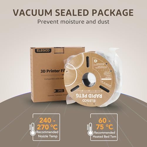 ELEGOO Rapid PETG Filament 1.75mm Black & White 4KG, High Speed 30-600mm/s 3D Printer Filament Dimensional Accuracy +/- 0.02 mm, 1kg Cardboard Spool(2.2lbs) Fits for Most FDM 3D Printers