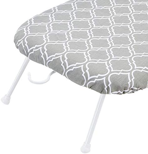 Amazon Basics Compact Tabletop Ironing Board with Folding Legs - Trellis Removable Cover, Chevron, 23.6"L x 7.1"W x 14.3"H