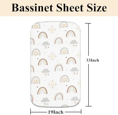4 Pack Bassinet Sheets (19" x 33"), Compatible with Baby Delight Beside Me Dreamer and Dream On Me Skylar/Lotus/Traveler Baby Bassinet, Soft and Skin-Friendly, Mint Green and Color Rainbow