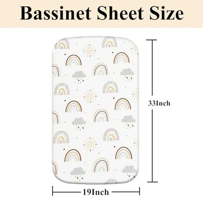 4 Pack Bassinet Sheets (19" x 33"), Compatible with Baby Delight Beside Me Dreamer and Dream On Me Skylar/Lotus/Traveler Baby Bassinet, Soft and Skin-Friendly, Mint Green and Color Rainbow