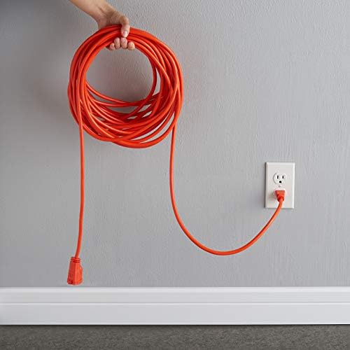 Amazon Basics 50 foot 3-Prong Vinyl Indoor/Outdoor Extension Cord - 13 Amps, 1625 Watts, 125 VAC, Orange