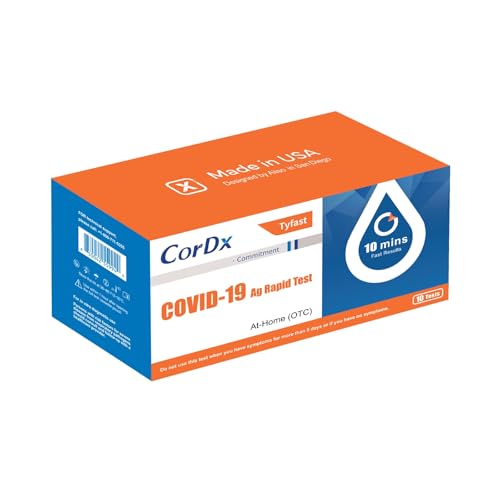CorDx TyFast at-Home COVID-19 Antigen Rapid Test Kit, Easy, Accurate, Fast Results in 10 Minutes. (10-Pack)