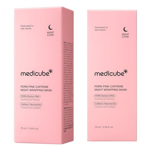 medicube PDRN Caffeine Overnight Wrapping Peel Off Facial Mask | Firming, Depuffing & Hydration | Salmon DNA + Caffeine + Collagen For Refined, Glass Skin & Face Contour Support | Korean Skin Care