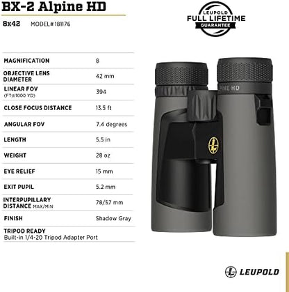 Leupold BX-2 Alpine HD Binoculars, 8x42mm (181176)