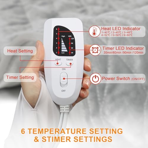 Weighted Heating Pad-Electric Heating Pads for Back,Neck,Abdomen,Moist Heated Pad for Shoulder,Knee,Hot Pad for Arms and Legs,Dry&Moist Heat & Auto Shut Off(Weighted Silver,12''×24'')
