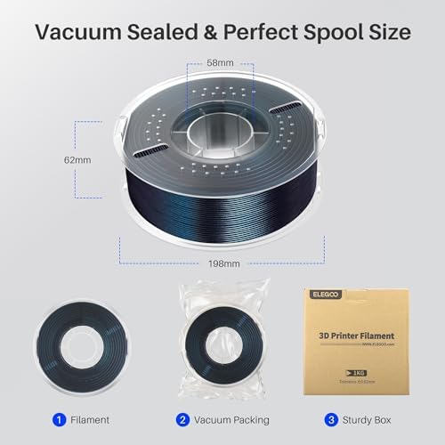 ELEGOO PLA Filament 1.75mm Galaxy Peacock Blue 1KG, Shiny 3D Printer Filament Dimensional Accuracy +/- 0.02mm, 1kg Spool(2.2lbs) 3D Printing Filament Fits for Most FDM 3D Printers