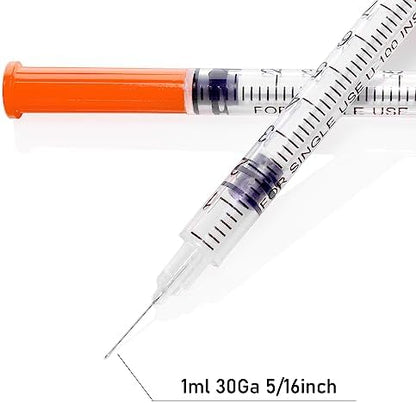 U-100 1ml 30 Gauge 5/16" Syringe, Individually Packed 100 PACK