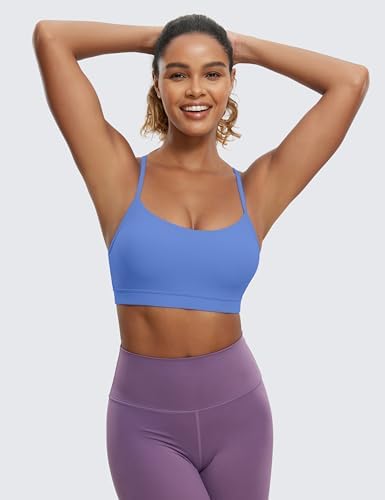 CRZ YOGA Butterluxe Womens Y Back Sports Bra - Padded Racerback Low Impact Spaghetti Thin Strap Workout Yoga Top