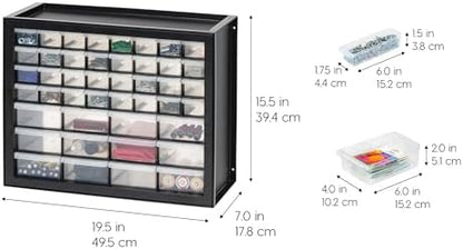 IRIS USA Screw Tool Organizer Small Parts Cabinet Chest, 44-Drawer Hardware Electronics Nuts Bolts Storage Drawers Organization Toolbox Garage Craft Business Teacher Beads Scrapbook Art Hobby - Black