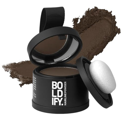 BOLDIFY Hairline Powder - Root Touch Up Hair Color for Gray Coverage - Bald Spot Concealing Hair Powder for Women & Men - 48-Hour Stain-Proof - Medium Brown