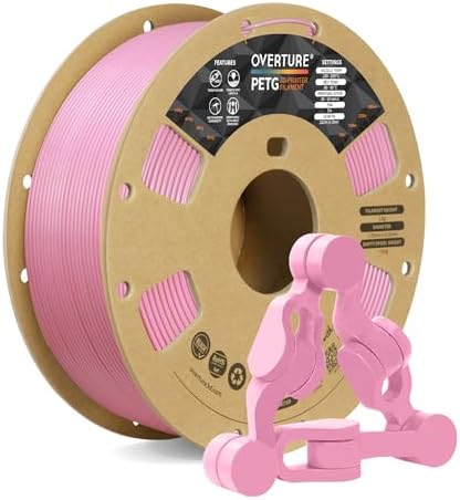 OVERTURE PETG 3D Printer Filament 1.75mm, Neatly Wound Durable PETG 1kg Spool (2.2lbs), Strong Toughness Filament, Dimensional Accuracy +/- 0.02mm, Fit Most FDM Printers (Pink)