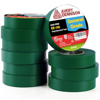 Electrical Tape, 10 Rolls General Use PVC Electric Tape, UL/CSA Listed ¾ in x 66 ft Insulating Vinyl Tape for Electrical, Repairs, Automotive and Equipment, EE-100, Green