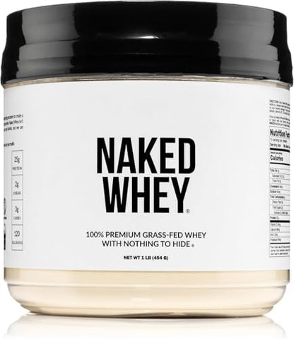 NAKED Whey 1Lb - Only 1 Ingredient, Grass Fed Whey Protein Powder, Undenatured, No Gmos, No Soy, Gluten Free, Stimulate Growth, Enhance Recovery - 15 Servings