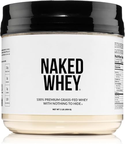 NAKED Whey 1Lb - Only 1 Ingredient, Grass Fed Whey Protein Powder, Undenatured, No Gmos, No Soy, Gluten Free, Stimulate Growth, Enhance Recovery - 15 Servings