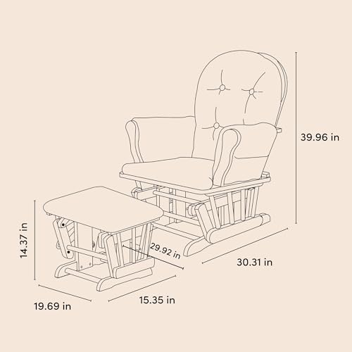 Storkcraft Premium Hoop Glider & Ottoman (White/Gray) — GREENGUARD Gold Certified Nursery Glider, Solid Wood Craftsmanship, Smooth-Gliding Nursery Chair and Ottoman, Award-Winning
