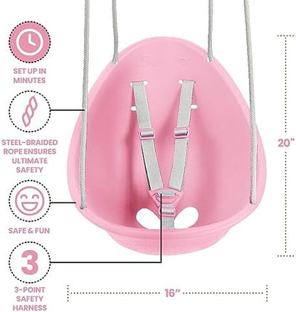 Swurfer Coconut Toddler Swing – Comfy Baby Swing Outdoor, 3- Point Adjustable Safety Harness, Secure, Safe Quick Click Locking System, Blister-Free Rope, Easy Installation, Ages 6-36 Months