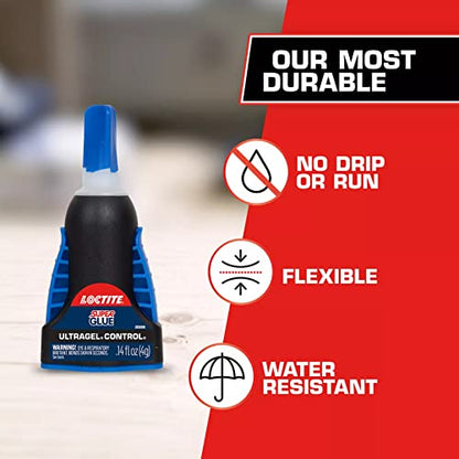 Loctite Super Glue Ultra Gel Control, Clear, 0.14 fl oz Bottle, 6 Pack - Superglue for Plastic, Wood, Metal, Crafts & Repair, Cyanoacrylate Adhesive Instant Glue, Quick Dry