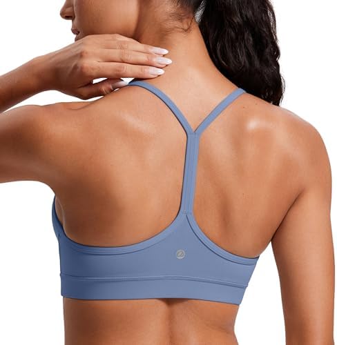 CRZ YOGA Butterluxe Womens Y Back Sports Bra - Padded Racerback Low Impact Spaghetti Thin Strap Workout Yoga Top