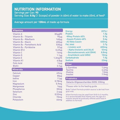 Bubs Goat Milk Infant Formula Stage 1, Infants 0-6 months, Made with Fresh Goat Milk, 14.1 oz