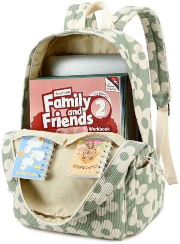 School Backpack for Teen Girls Bookbags Elementary High School Corduroy Laptop Bags Women Travel Daypacks