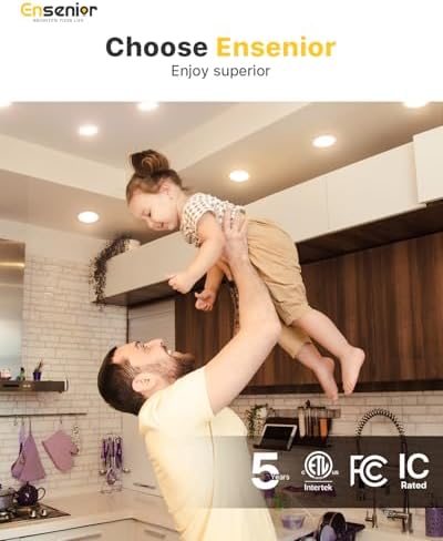 Ensenior 12 Pack 6 Inch LED Recessed Ceiling Light, Dimmable, 2700K-5000K 5CCT, 1200LM 12W 120V, High Brightness Canless Wafer Downlight - ETL&FCC&IC
