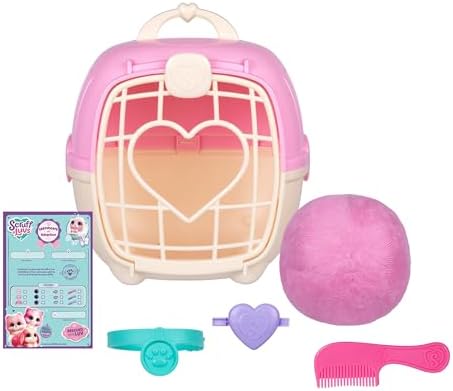 SCRUFFALUVS Pet Scruffs Pink - Mystery Plush Toy, 7.5" Tall - Wash to Reveal 1 of 3 Rescue Pets: Puppy, Bunny, or Kitty - Includes 8.7" Deluxe Pet Carrier - Styles May Vary
