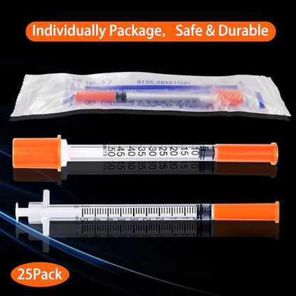 0.5ml Syringe, Lab Supplies Syringes 30G 5/16 Inch, Individually Wrapped, Pack of 25