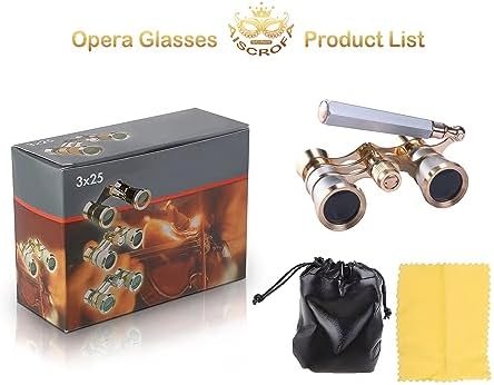 Opera Glasses,3X25 Theater Binoculars with Foldable and Extendable Handle,Mini Binocular Compact Lightweight,Portable Theater Glasses for Adults Kids Women in Musical Concert