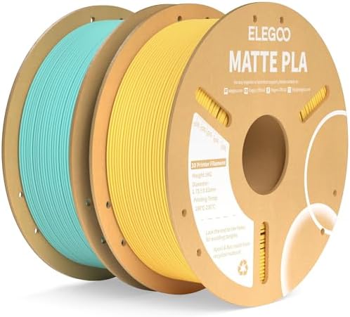 ELEGOO Matte PLA Filament Teal Green & Sunshine Yellow 2KG, 1.75mm 3D Printer Filament Dimensional Accuracy +/- 0.02mm, 2pcs 1kg Carboard Spool (2.2lbs) Fits for Most FDM 3D Printers