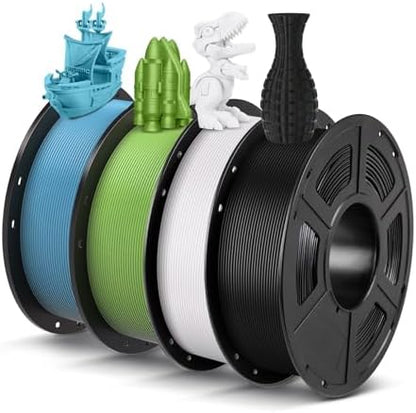ANYCUBIC PLA Filament 1.75mm Bundle, 3D Printing PLA Filament 1.75mm Dimensional Accuracy +/- 0.02mm, 1KG Spool (2.2 lbs), 4KG Black + White + Spring Leaf + Tropical Turquoise