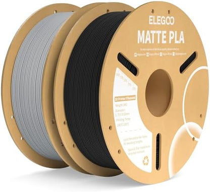 ELEGOO Matte PLA Filament Black & Slate Gray 2KG, 1.75mm 3D Printer Filament Dimensional Accuracy +/- 0.02mm, 2pcs 1kg Carboard Spool (2.2lbs) for Most FDM 3D Printers