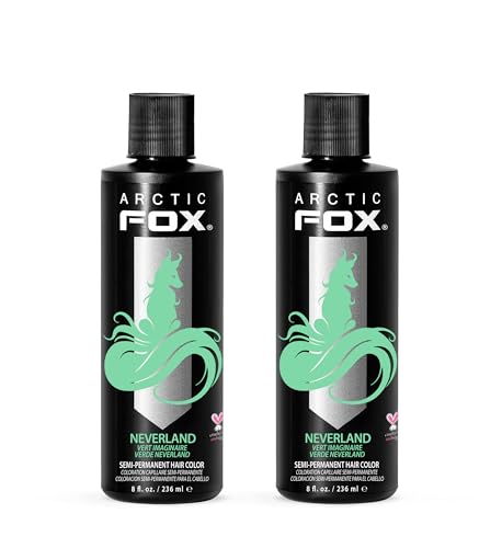 Arctic Fox Semi-Permanent Hair Dye, Vegan & Cruelty-Free, Pastel Mint Green, Conditioning, Ammonia-Free, Peroxide-Free, Neverland, 8 Fl Oz (Pack of 2)