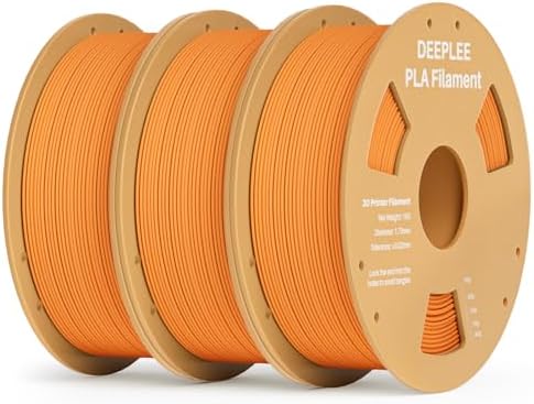 DEEPLEE PLA 1.75mm 3D Printer Filament, Dimensional Accuracy +/- 0.02mm, Neatly Wound, No Clogging, Vacuum Package, Fits for Most FDM 3D Printers, 3 Pack 1kg Orange
