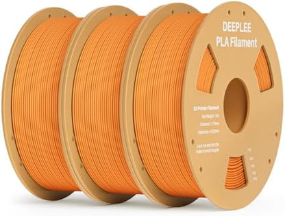 DEEPLEE PLA 1.75mm 3D Printer Filament, Dimensional Accuracy +/- 0.02mm, Neatly Wound, No Clogging, Vacuum Package, Fits for Most FDM 3D Printers, 3 Pack 1kg Orange