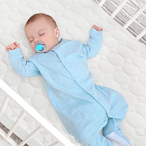 Crib Mattress Protector Sheets Waterproof 2 Pack, Quilted Crib Mattress Pad Cover Fitted Fits for Toddler Bed Mattress, White, 52” x 28”
