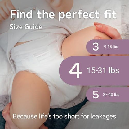 Bambo Nature Hypoallergenic Baby Diapers, Eco-Labelled Sustainable Diapers, Enhanced Leakage Protection, Totally Chlorine-free, Skin Friendly, and Super Absorbent - Size 4 (162 Count)