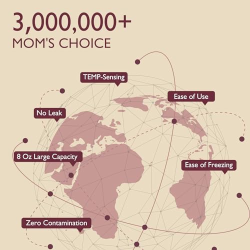 Momcozy Easy Pour Breastmilk Storage Bag, 8Oz, Temp-Sensing Color Change, 120 Count Milk Bag with Self Standing for Breastfeeding, No Leak Presterilized for Freezer, Recyclable & BPA Free