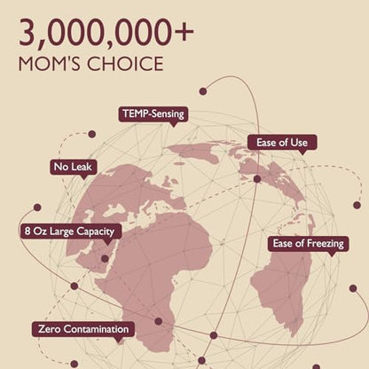 Momcozy Easy Pour Breastmilk Storage Bag, 8Oz, Temp-Sensing Color Change, 120 Count Milk Bag with Self Standing for Breastfeeding, No Leak Presterilized for Freezer, Recyclable & BPA Free