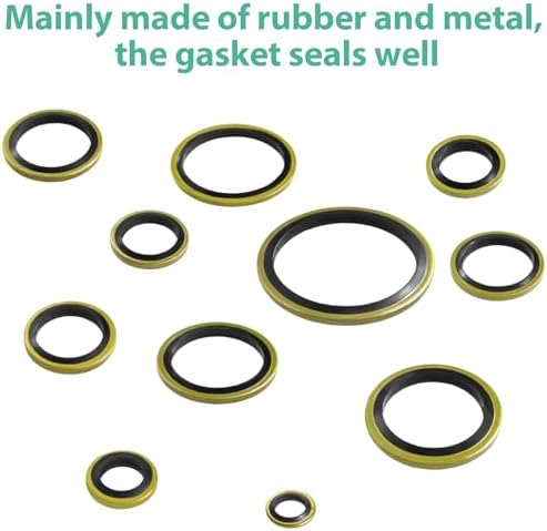 378 Pcs NBR Metal Bonded Sealing Washer Assortment Kit M6 M8 M10 M12 M14 M16 M18 M20 M22 M24 M27 M30 Automotive Self-Centred Seal Gasket Repair Set
