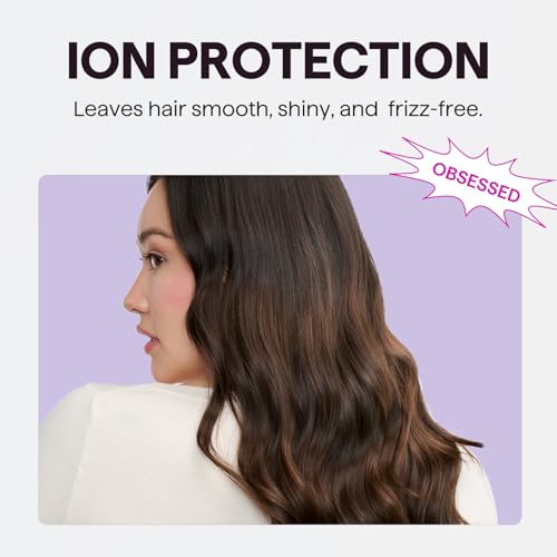 Wavytalk Hair Dryer with Diffuser, Blown Away Ionic Hair Dryer for Curly Hair with Comb, 1875W Fast Drying Blow Dryer with Ceramic Technology, 3 Attachments for All Hair Types, Light and Quiet, Black